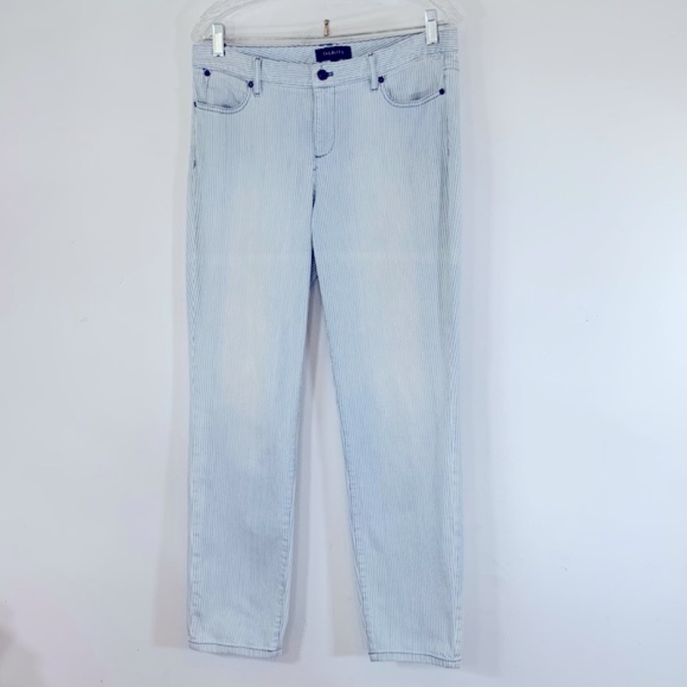Talbots Pinstripe Mid-Rise Straight Leg Women’s Size 10 Blue & White Jeans